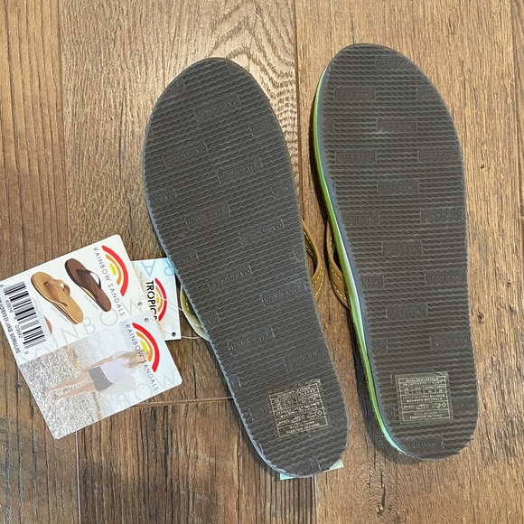 Rainbow Women’s Green Tropics Leather Flip Flops - Picture 3 of 4